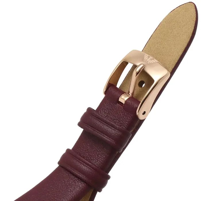 Emporio Armani Gianni T Bar Crystals Maroon Dial Maroon Leather Strap Watch for Women - AR11487 - Image 8